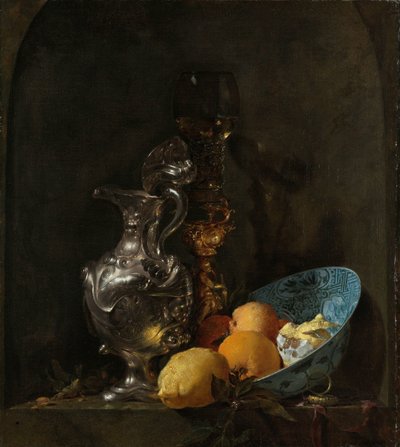 Still Life with a Silver Jug and a Porcelain Bowl by Willem Kalf