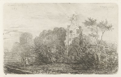 Landscape with Ruin and Two Figures by Willem Matthias Jan van Dielen