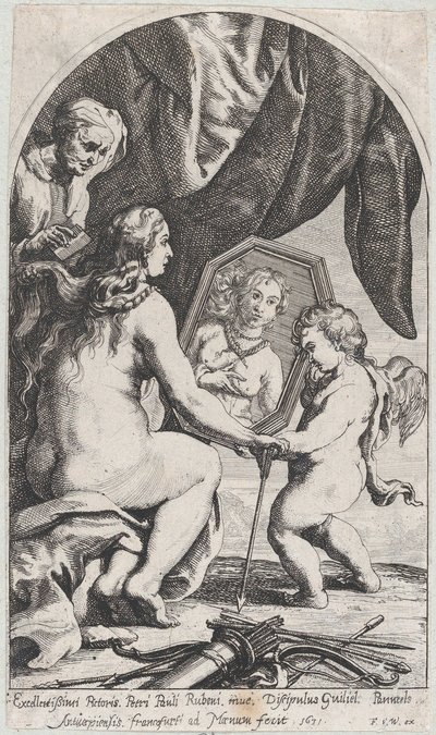 Venus Before a Mirror Held by Cupid While Her Hair is Combed by an Old Woman, 1631 by Willem Panneels