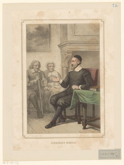 Leonardus Marius van der Goes Addressing a Man and a Woman (Leonardus Marius) by Willem Pieter Hoevenaar