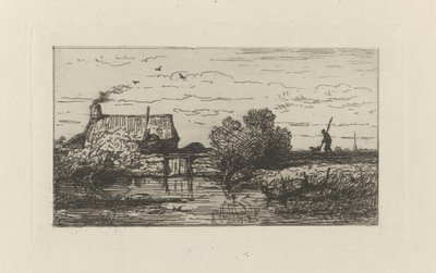 View of a Farm by the Water by Willem Roelofs (I)