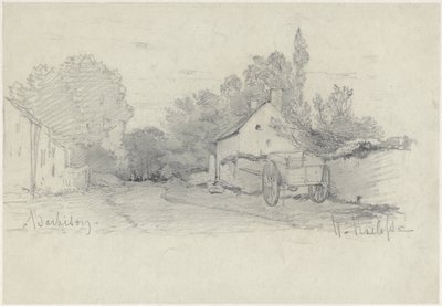 View of a Street with a Cart in Barbizon by Willem Roelofs (I)