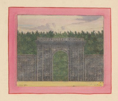 Rectangular Lattice Arbor with a Gate for a Hedge in the Gardens of Versailles by Willem Swidde