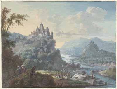 River Landscape with a City on a Hilltop by Willem Troost (I)