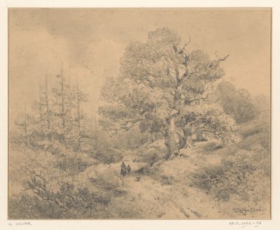 Landscape with Trees, Two Figures, and a Dog by Willem Valter Pzn