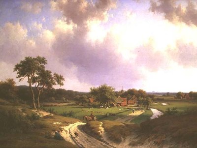 An Extensive Landscape with a Farm and Peasants on a Path by Willem Vester
