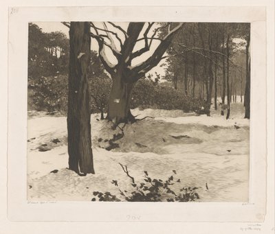 Snowy Forest Landscape in Ede by Willem Witsen (signed by artist)