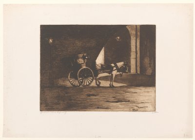 Carriage under the Waterloo Bridge in London by Willem Witsen (signed by artist)