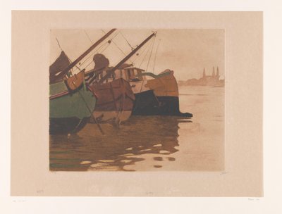 Peat Ships in the IJ by Willem Witsen (signed by artist)