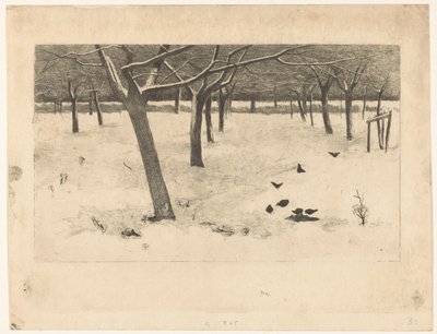 Snowy Orchard with Birds by Willem Arnoldus Witsen