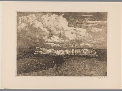 Dune Landscape with Sand Quarry and Boats by Willem de Zwart (signed by artist)