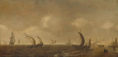 Seascape on the Beach at Scheveningen by Willem van Diest (attributed to)