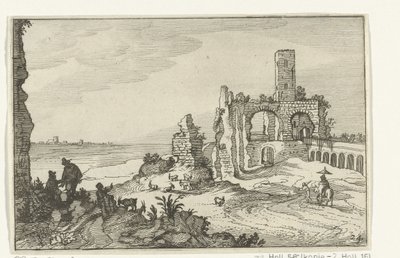 Ruins with Arches and a Tower by the Water (Roman Ruins and Coastal Landscapes) by Willem van Nieulandt (II)