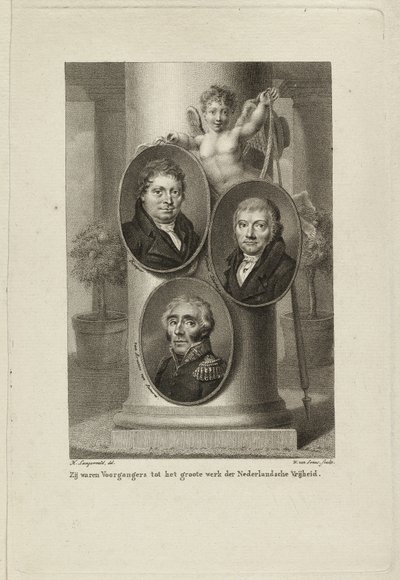 Memorial with Portraits of Joan Melchior Kemper, Cornelis Anthony Fannius Scholten, Gijsbert Carel Rutger Reinier van Brienen van Ramerus by Willem van Senus
