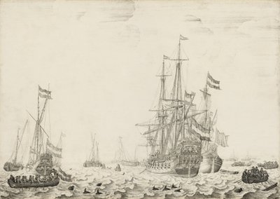 Dutch Ships near the Coast by Willem van de Velde the Elder