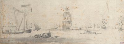 A Galliot in Light Airs and Several Barges, c.1681 by Willem van de the Elder Velde
