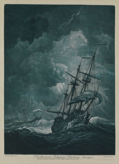 A Ship Scudding in a Gale by Willem van de the Elder Velde