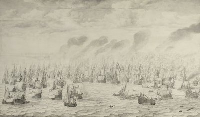 The Battle of Terheide by Willem van de the Elder Velde