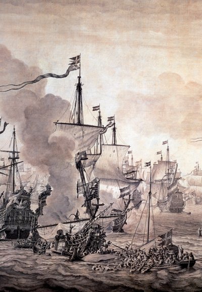 The Battle of the Sound between the Dutch and the Swedish Fleets, 8 November 1658 (detail) by Willem van de the Elder Velde