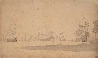 The Dutch fleet lying-to, probably in May 1672, c.1672 by Willem van de the Elder Velde