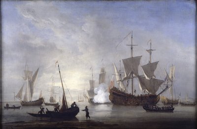 Shipping in a calm by Willem van de Velde the Younger
