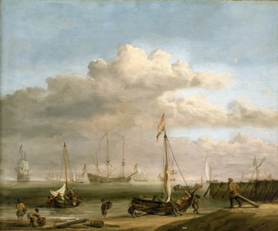 The Dutch coast to Marsdiep and Den Helder, with fishing boats by Willem van de Velde the Younger