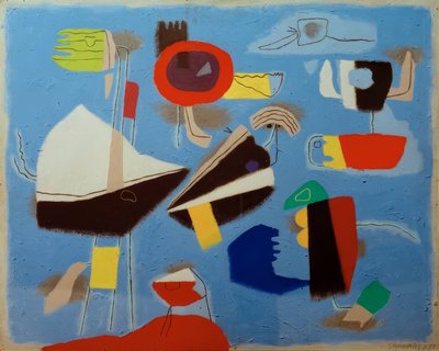 The Fan on Blue by Willi Baumeister