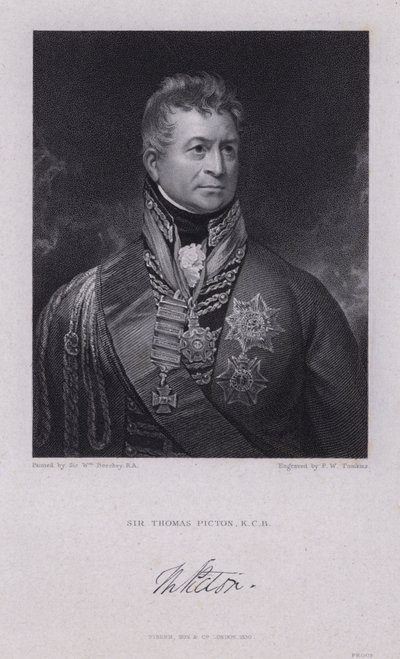 Sir Thomas Picton, Welsh general of the Napoleonic Wars killed at the Battle of Waterloo by William (after) Beechey