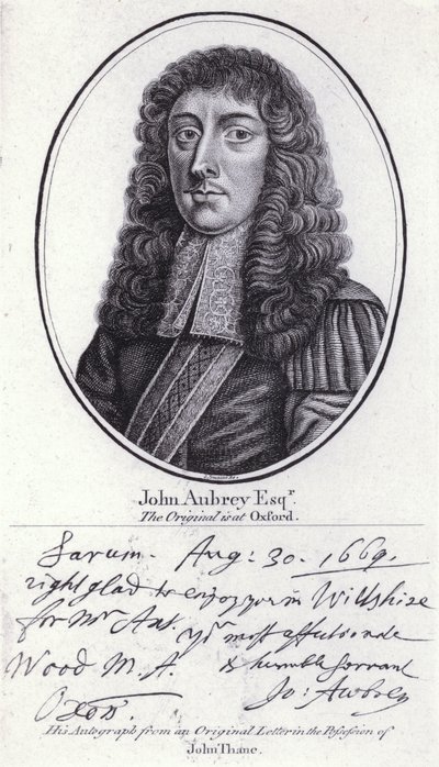 John Aubrey, English antiquary, natural philosopher and author by William (after) Faithorne