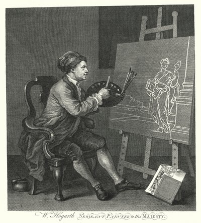Self-portrait of English artist William Hogarth (engraving) by William (after) Hogarth