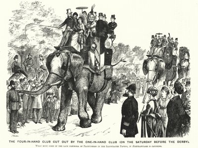 Punch cartoon: The Four-in-Hand Club Cut out by the One-in-Hand Club (on the Saturday Before the Derby) by William (after) Ralston