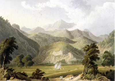 Approach to the Bore Ghaut, from a Painting by Lt. Col. Johnson, Engraved by T. Fielding and Coloured by J.B. Hogarth by William (after) Westall