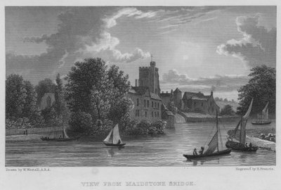 View from Maidstone Bridge (engraving) by William (after) Westall