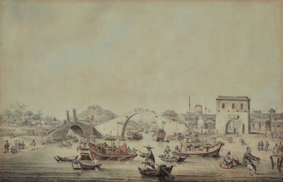 Chinese Barges of the Embassy Preparing to Pass Under a Bridge by William Alexander