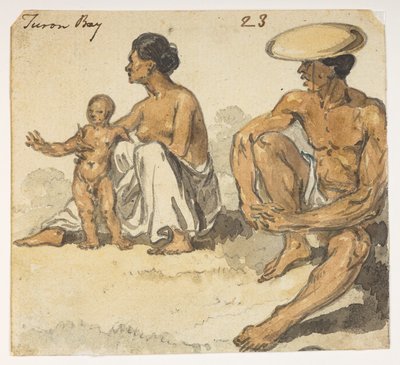 Man, woman and child of Turon Bay, from an Album of 372 drawings of landscapes, coastlines, costumes and everyday life made during Lord Macartney