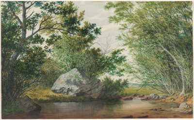 Landscape with Wooded Stream and Boulder by William Allen Wall