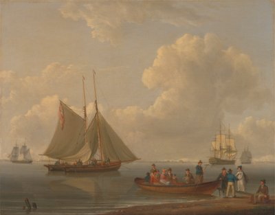A Wherry Taking Passengers out to Two Anchored Packets by William Anderson
