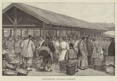 Chinese Sketches, the Market at Shanghai by William Barnes Wollen