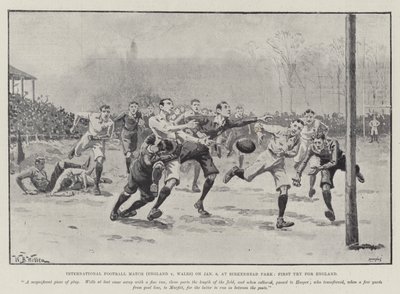 International Football Match (England v Wales) on 6 January, at Birkenhead Park, First Try for England by William Barnes Wollen