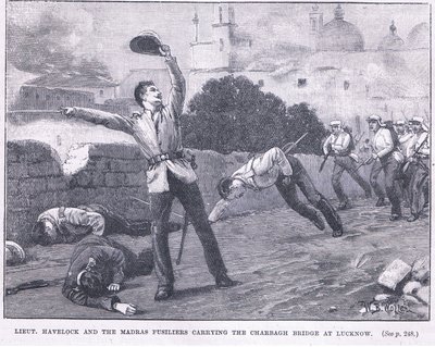 Lieut. Havelock and the Madras Fusiliers Carrying the Charbagh Bridge at Lucknow 1857 AD by William Barnes Wollen