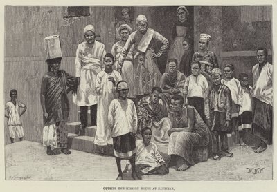 Outside the Mission House at Zanzibar by William Barnes Wollen