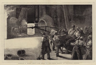 Working a Night Heat, the Great 35-Ton Steam Hammer at Woolwich Arsenal by William Bazett Murray
