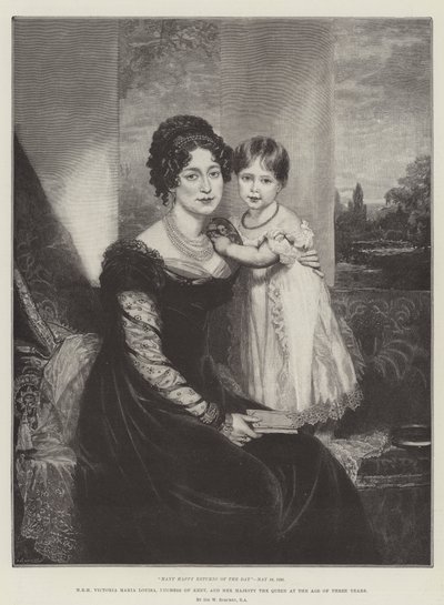 HRH Victoria Maria Louisa, Duchess of Kent, and Her Majesty the Queen at the Age of Three Years by William Beechey