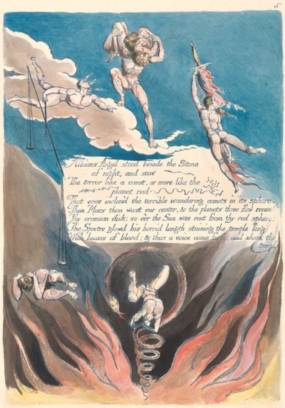 America. A Prophecy, Plate 7, Albions Angel stood.... by William Blake