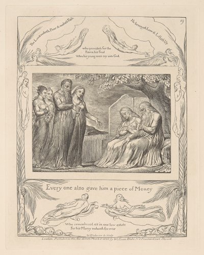 Book of Job, Plate 19, Every One also Gave Him a Piece of Money by William Blake
