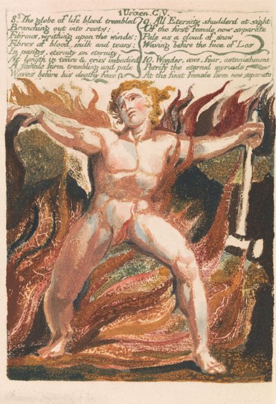 The First Book of Urizen, Plate 15, "8. The globe of life blood trembled . . . ." (Bentley 18) by William Blake