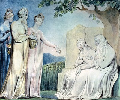 Illustrations of the Book of Job; Job Accepting Charity, 1825 by William Blake