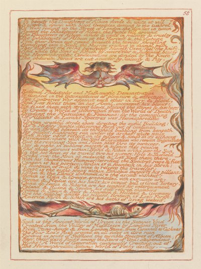 “In beauty the Daughters of Albion divide...” (Plate 58) by William Blake