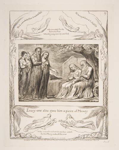 Job Accepting Charity, from Illustrations of the Book of Job by William Blake
