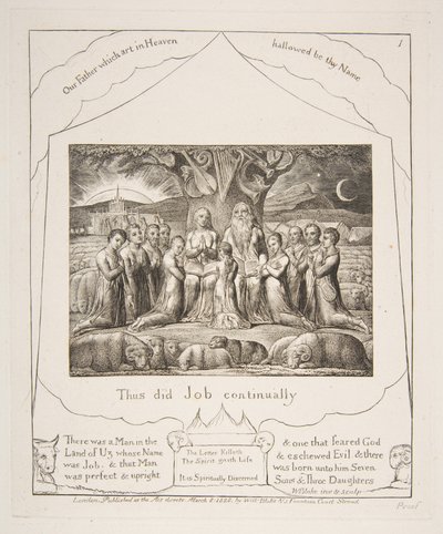 Job and His Family, from Illustrations of the Book of Job by William Blake